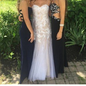 White Strapless Prom Dress